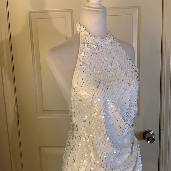 Ronny Kobo Jo Halter Sequin Ruched Open-Back Mini Dress - Picture 8 of 16